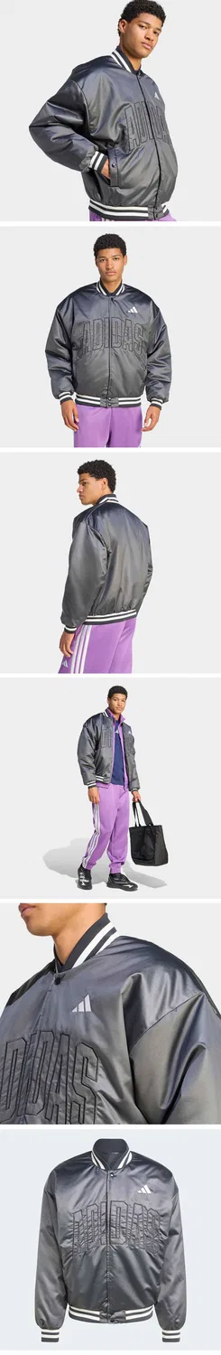 Мужской утеплённый стадионный бомбер чёрный от Adidas — фото 4
