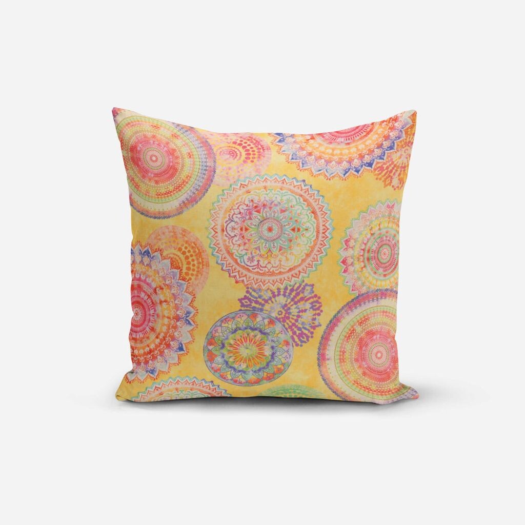 

КРАСИВАЯ ЖИЗНЬ. Чехол на подушку для улицы, мандала, акварель, желтый, красочный, размер 80x80 см (ВxШ), размер 80x80 см (ВxШ) Schöner-Leben