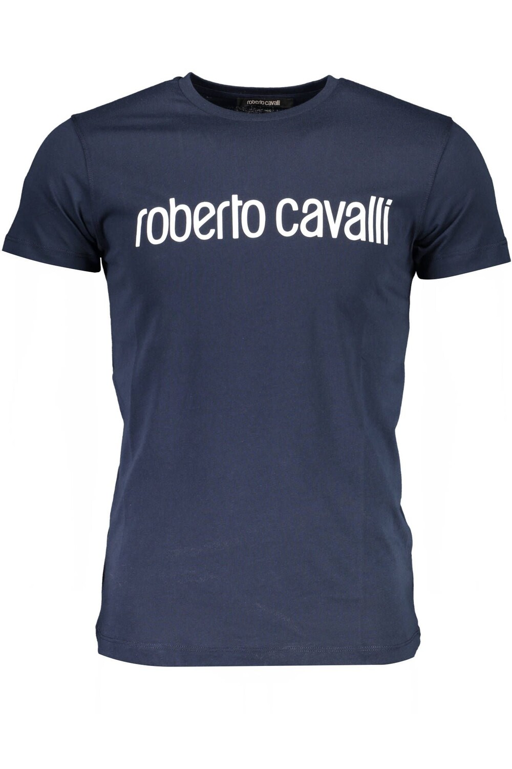 

Roberto Cavalli Элегантная футболка с круглым вырезом и принтом — летняя мужская одежда, синий