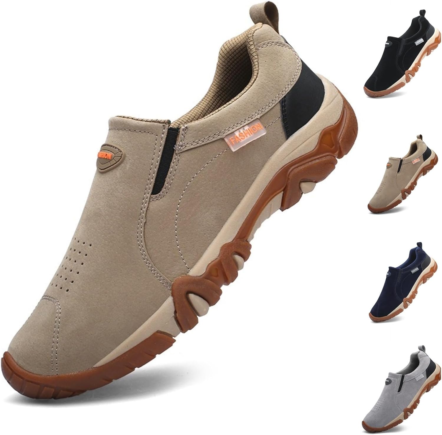 

Мужские ортопедические лоферы - слипоны для ходьбы с поддержкой свода стопы и противоскользящей подошвой, Легкие и удобные, улицы и повседневной носки Huayorong, хаки