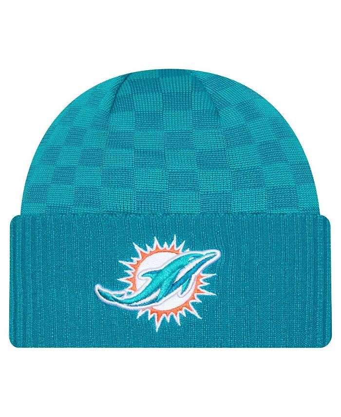 

Мужская вязаная шапка Aqua Miami Dolphins в клетку с манжетами New Era