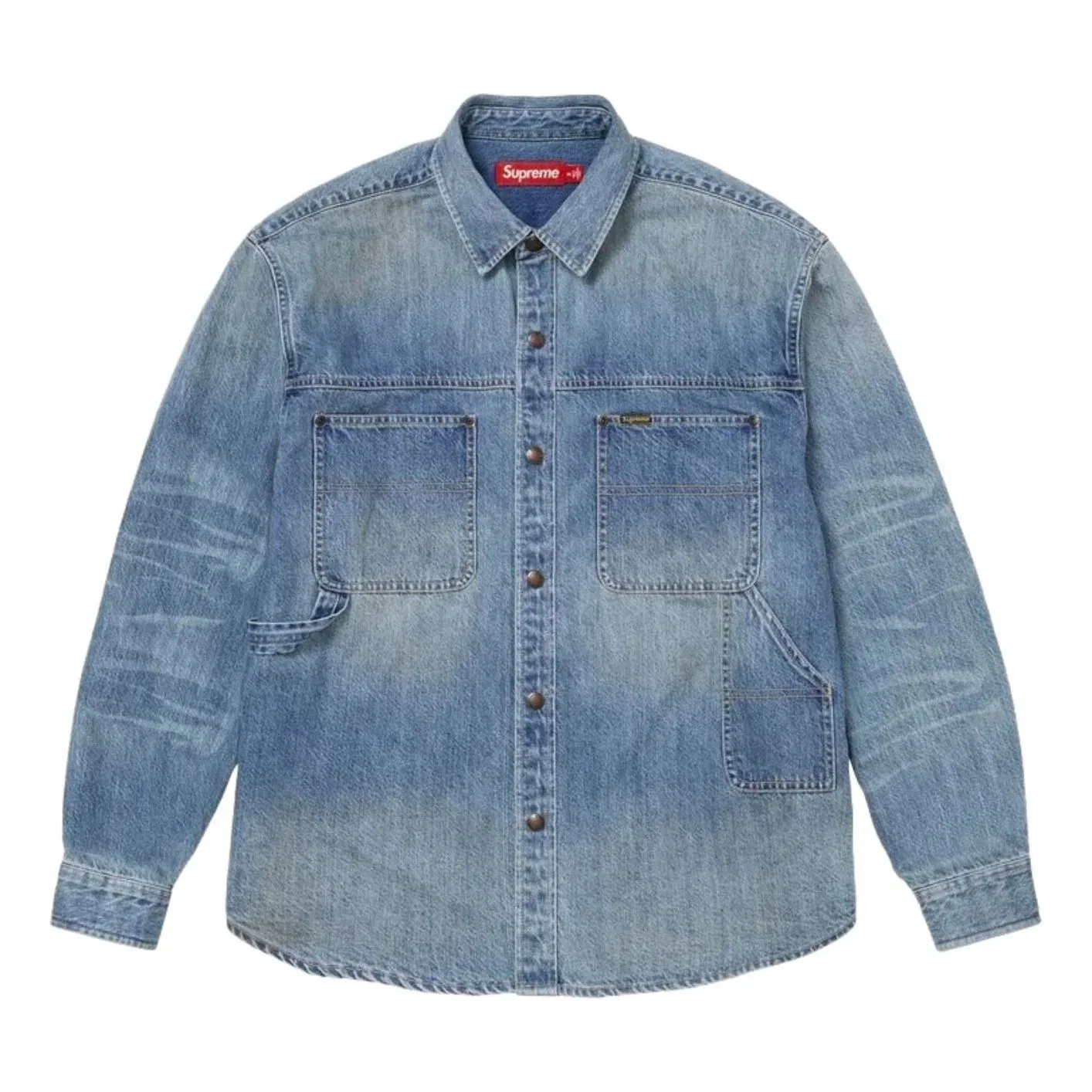 Рубашка Supreme SS26 Worn Snap Painter Shirt 'Denim' SUP-SS26-125-DNM, синий