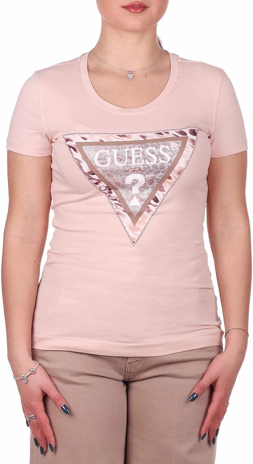 

GUESS Женская футболка с коротким рукавом и логотипом Cheeta, Dimrose, Розовый, GUESS Женская футболка с коротким рукавом и логотипом Cheeta, Dimrose