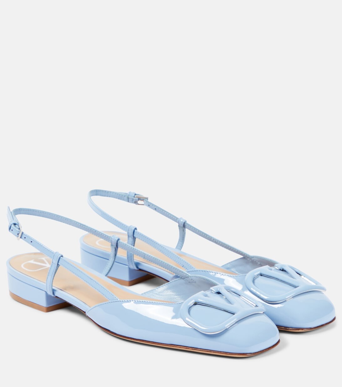 Кожаные балетки с пяткой на пятке vlogo signature Valentino Garavani, синий