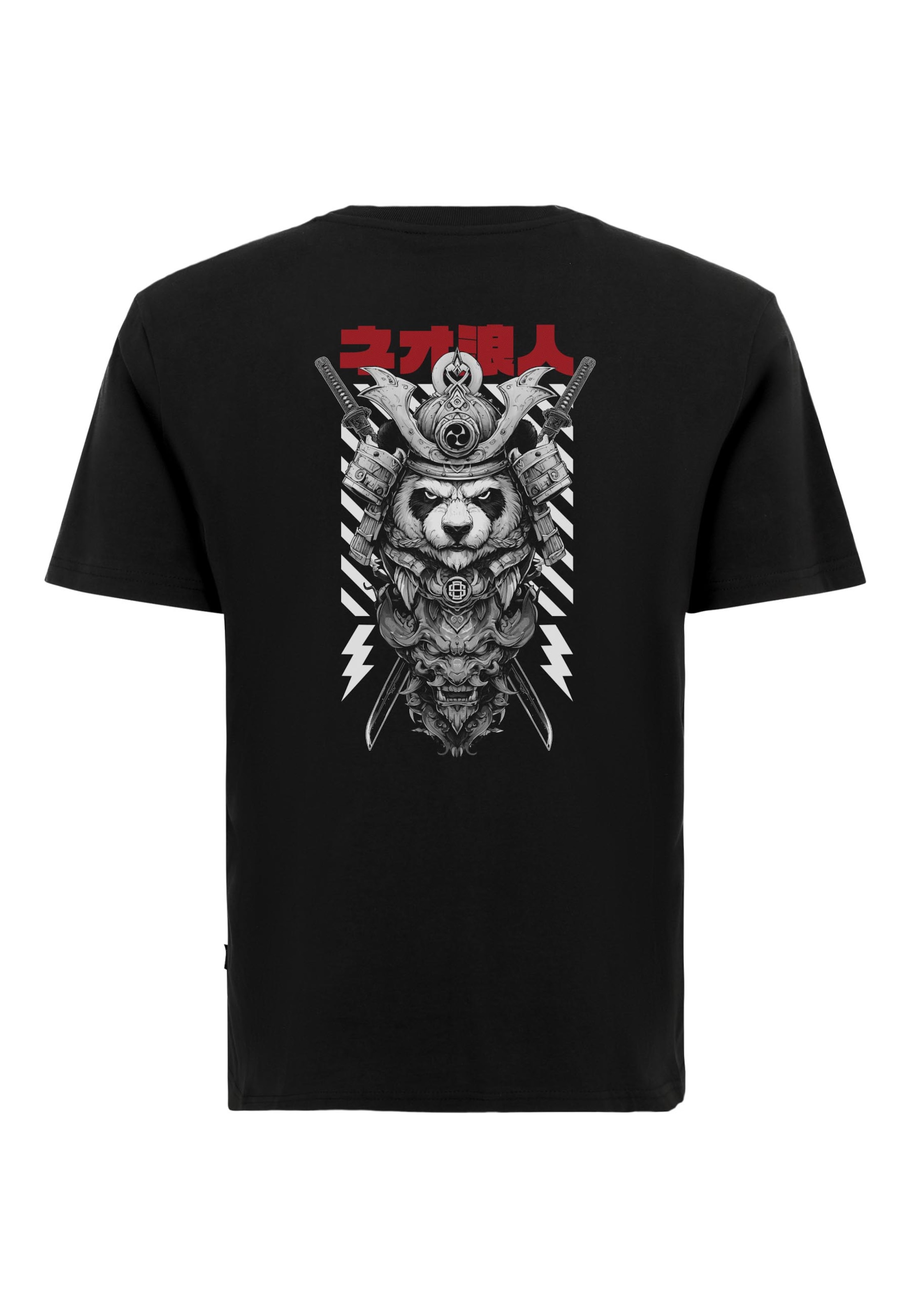 

Oldskull Футболка 'Asian Panda Samurai Warrior' в черном цвете