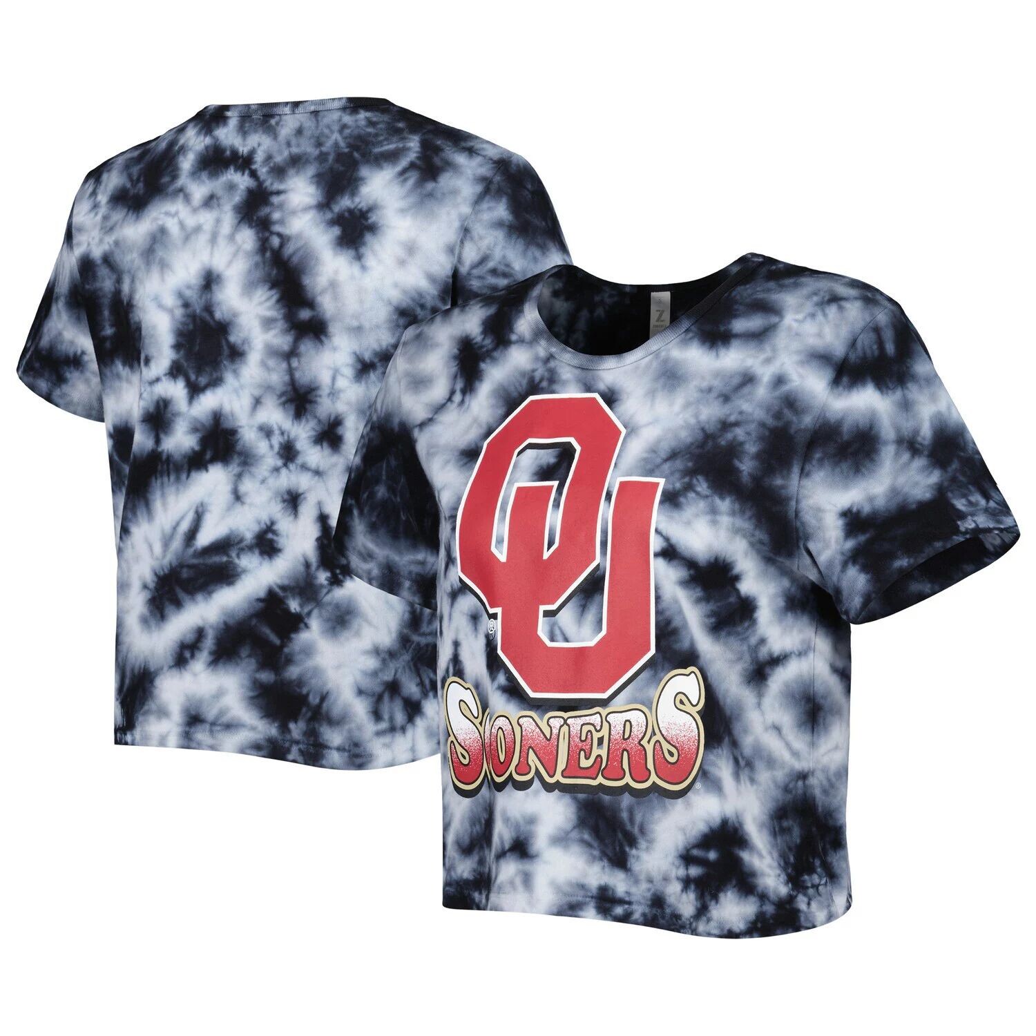 

Женская укороченная футболка ZooZatz Black Oklahoma Earlys Cloud-Dye