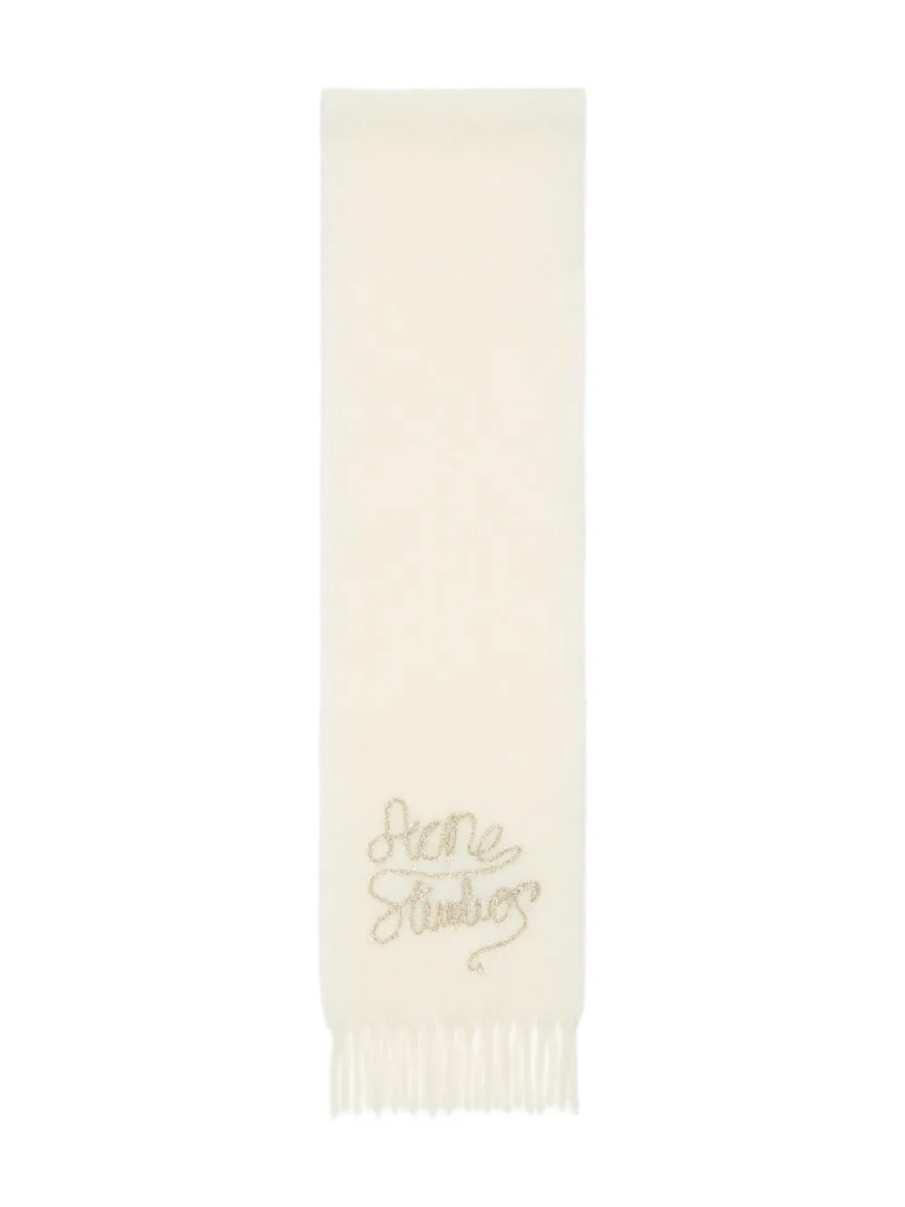 

Шарф с бахромой и логотипом Acne Studios, белый