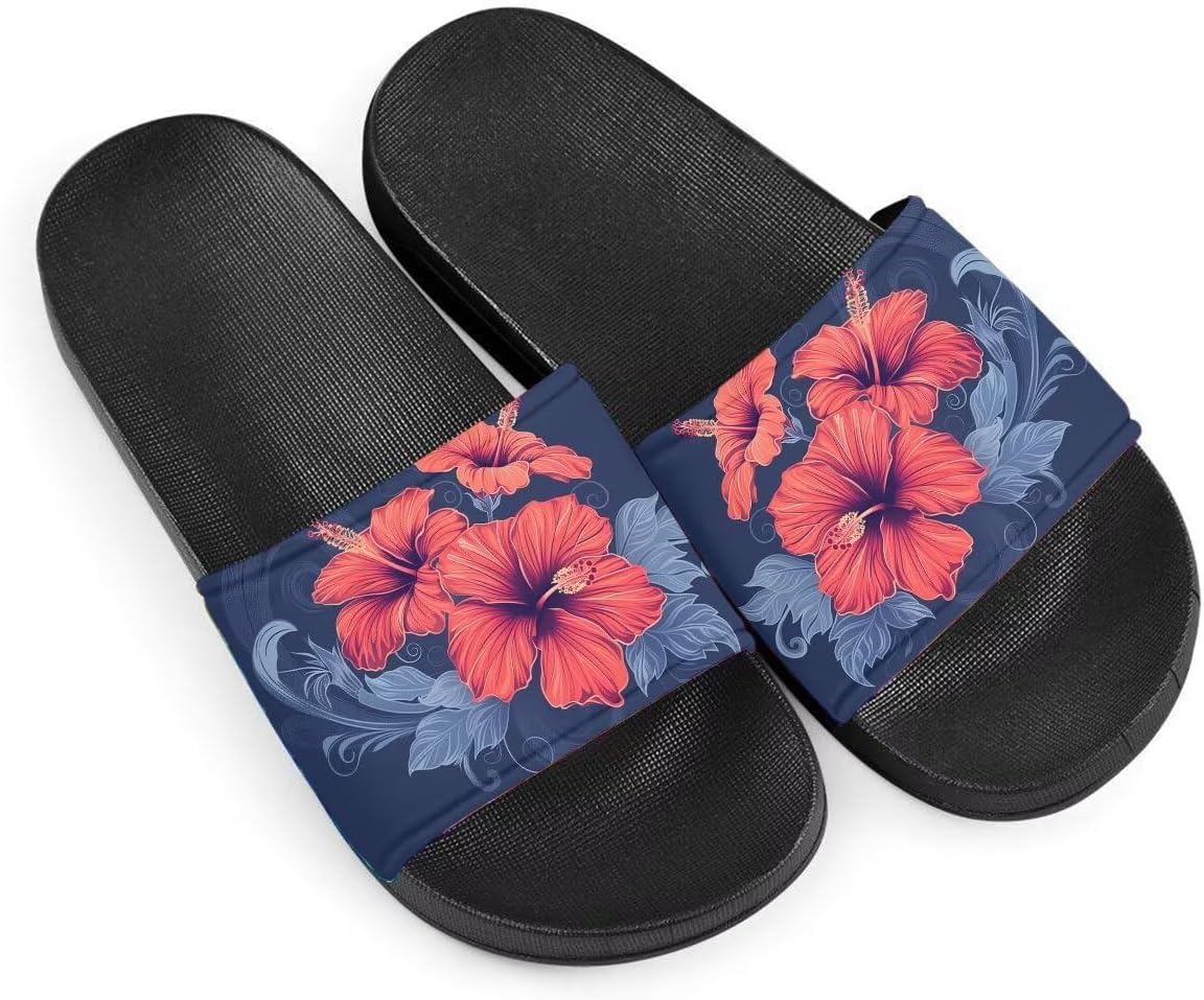 

Женские шлепанцы с цветочным принтом, легкие повседневные босоножки с нескользящей подошвой для лета Getelinseng, Retro Hibiscus Floral