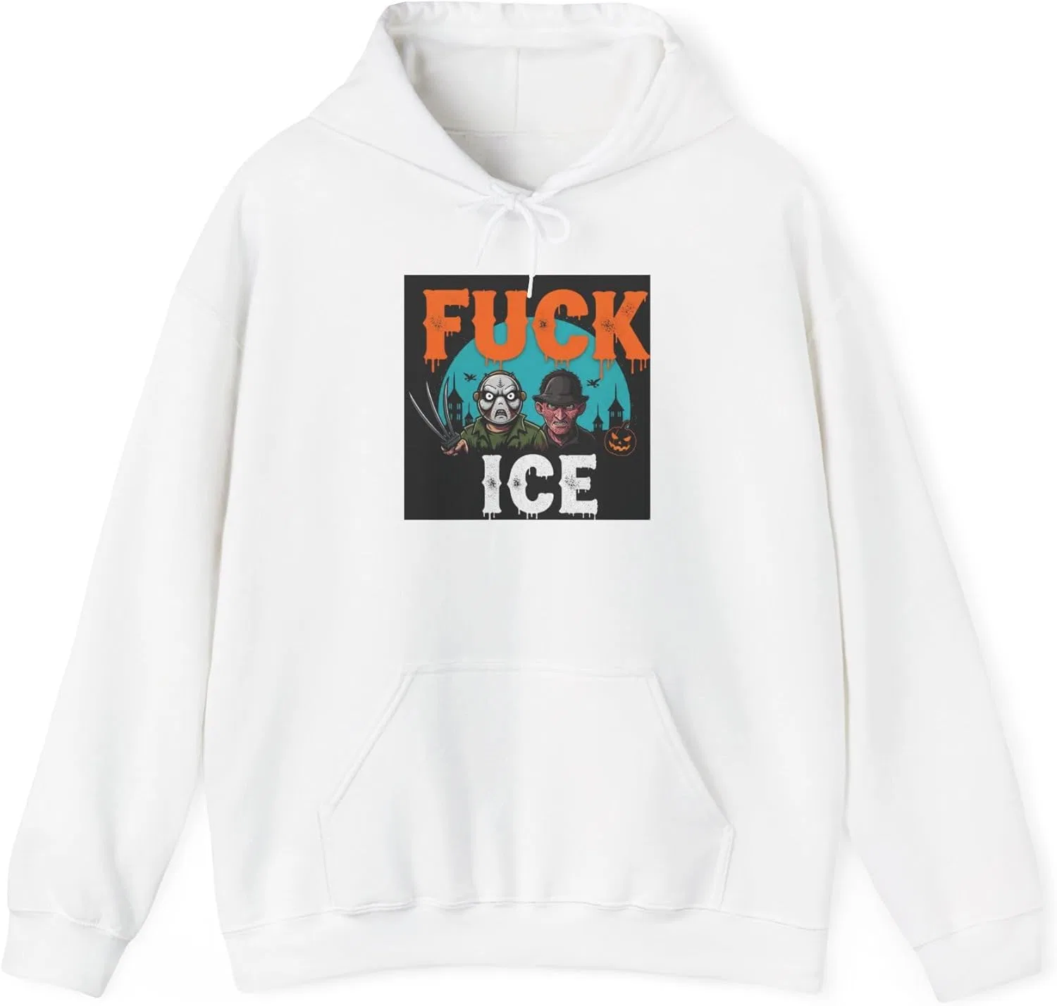 GENERIC F ICE Halloween - Худи унисекс с забавным принтом, повседневная уличная одежда, идеально подходит для Хэллоуина или встреч с друзьями, белый