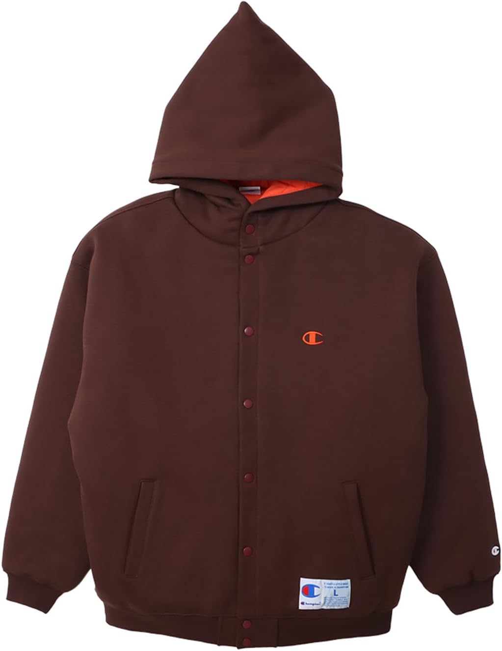 

Мужская хлопковая толстовка Champion с длинными рукавами, вышитым логотипом США на кнопках и капюшоном, модель Action C3-A618, темно-коричневый