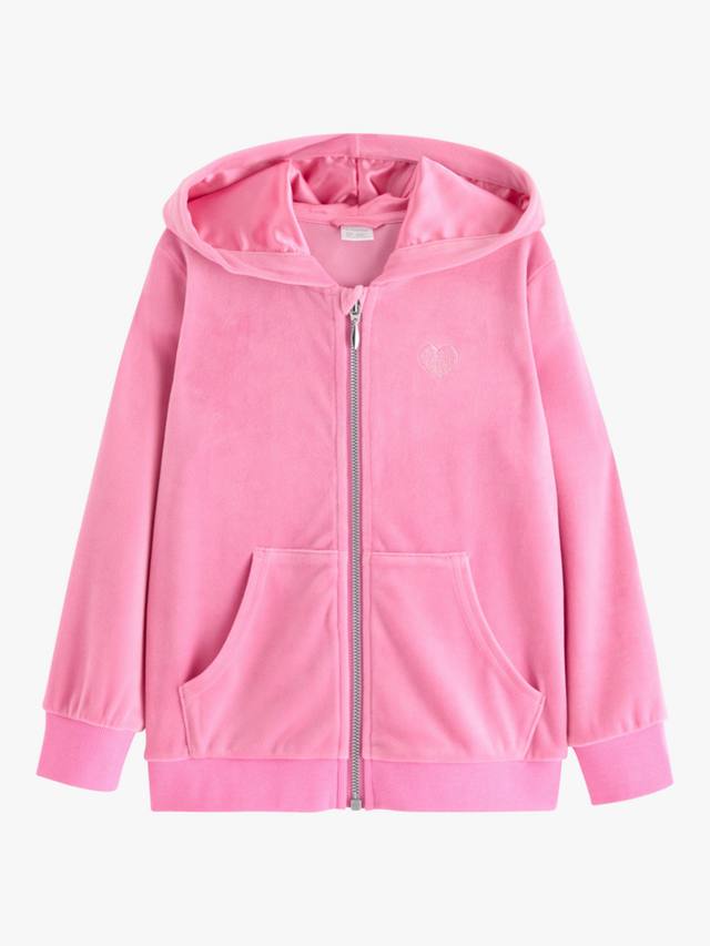 Детская велюровая куртка с капюшоном свободного кроя Lindex, Pink — фото 4
