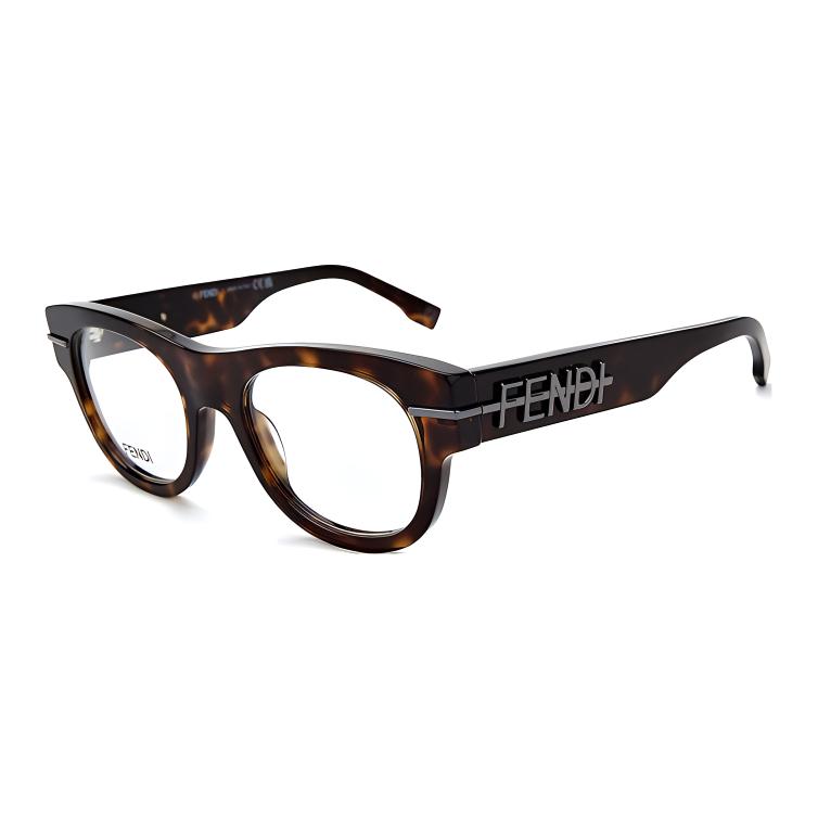 

FENDI Круглая оправа для очков унисекс в черепаховом цвете, Tortoiseshell