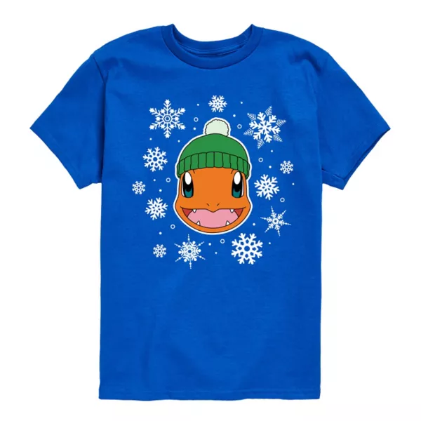 

Футболка для мальчиков 8-20 лет с принтом покемона Charmander в виде снежинки Licensed Character, синий