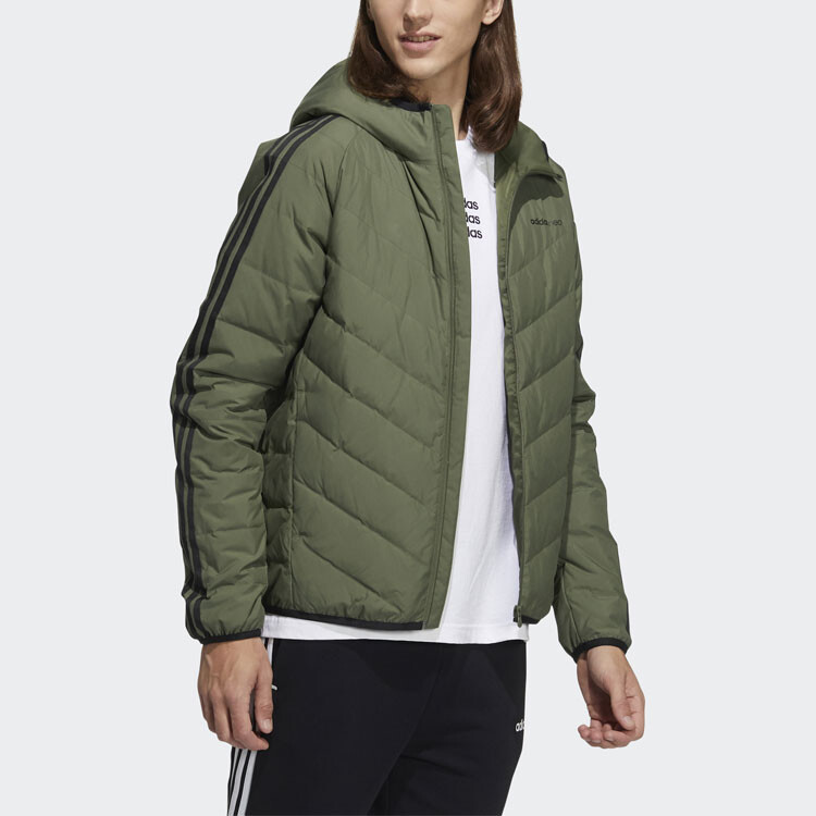 Пуховик мужской оливковый Adidas Neo, оливково-зеленый — фото 2