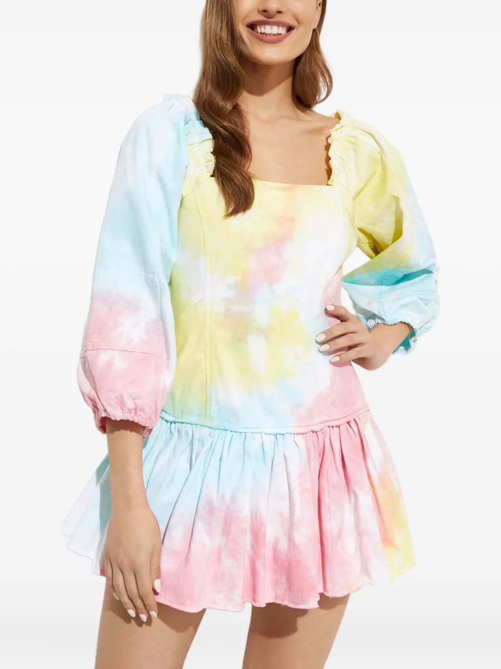 

Мини-платье Chai с эффектом тай-дай Loveshackfancy, розовый