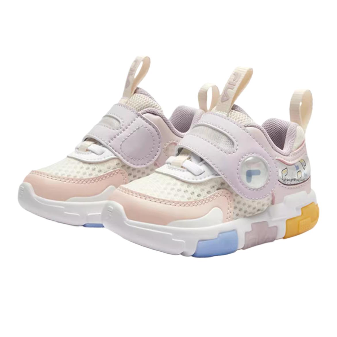 FILA KIDS Дышащие низкие детские туфли молочно-белого/голубого цвета с розовым цветком — фото 3