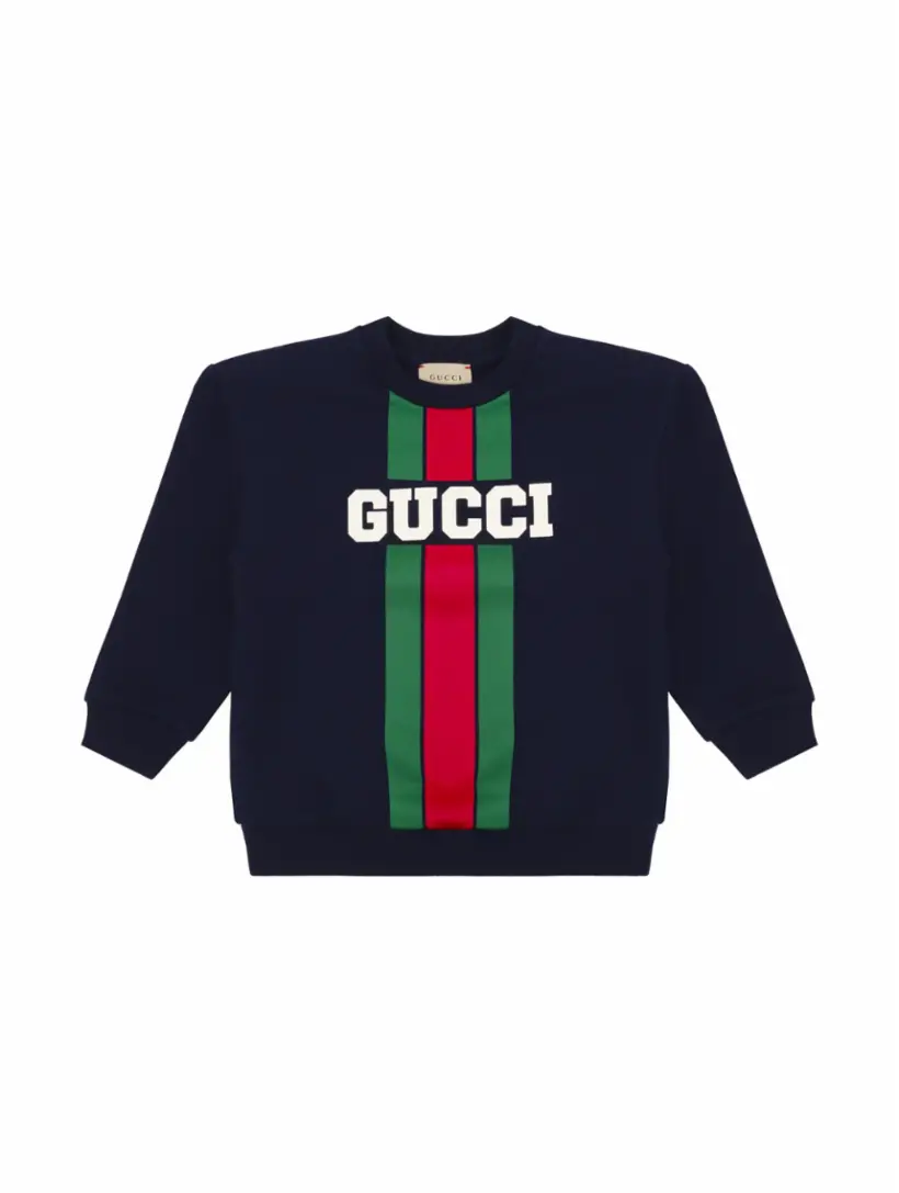 

Хлопковый свитшот с логотипом Gucci, тёмно-синий