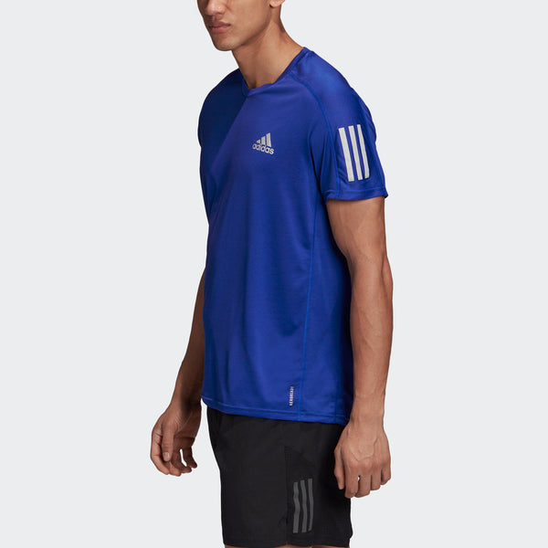Футболка own the run tee training sports reflective stripe short sleeve blue Adidas, синий — фото 4