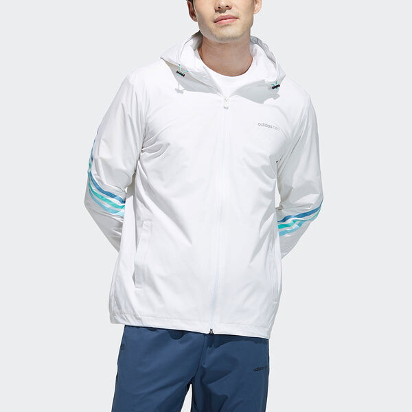 Куртка adidas neo M Fav 3s Wb 2 Contrasting Colors Sports Hooded Jacket White, белый — фото 3