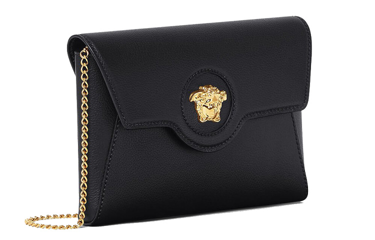 Женская черная сумка через плечо из телячьей кожи VERSACE, Set (Bag+Dust Bag) — фото 2