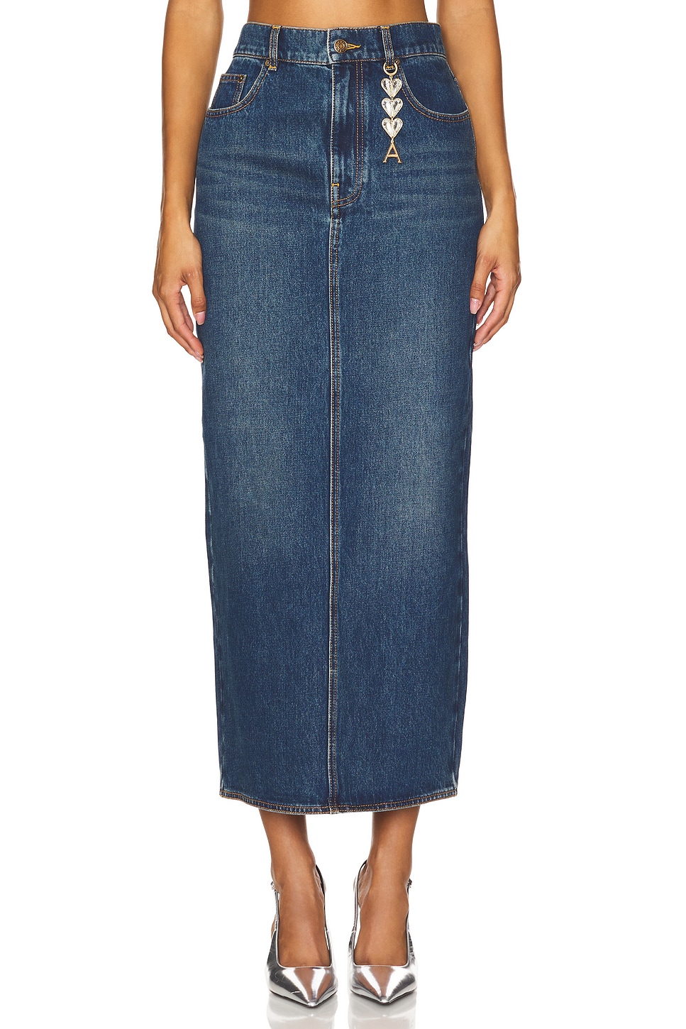 

Юбка миди с разрезом Area, цвет dark medium wash