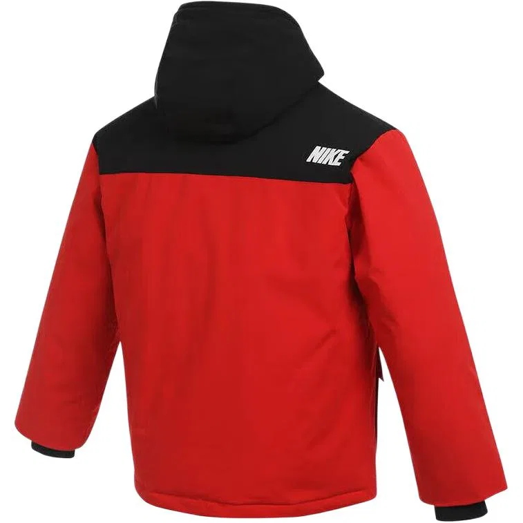 Детская пуховая куртка с капюшоном несъемный умеренный капюшон Nike, Red/Black — фото 3