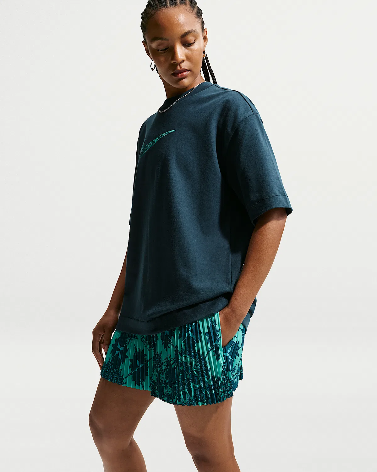 Женские шорты Naomi Osaka со средней посадкой, длина 3", Clear Jade II/Armory Navy/Armory Navy — фото 4