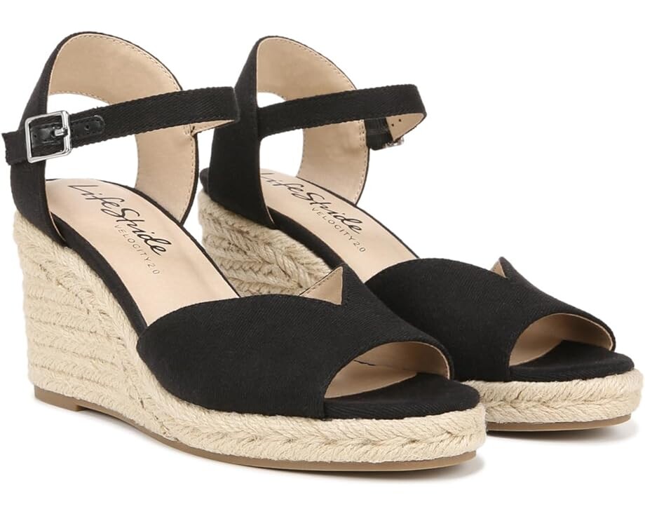 

Сандалии LifeStride Tess Wedge Espadrille, черный