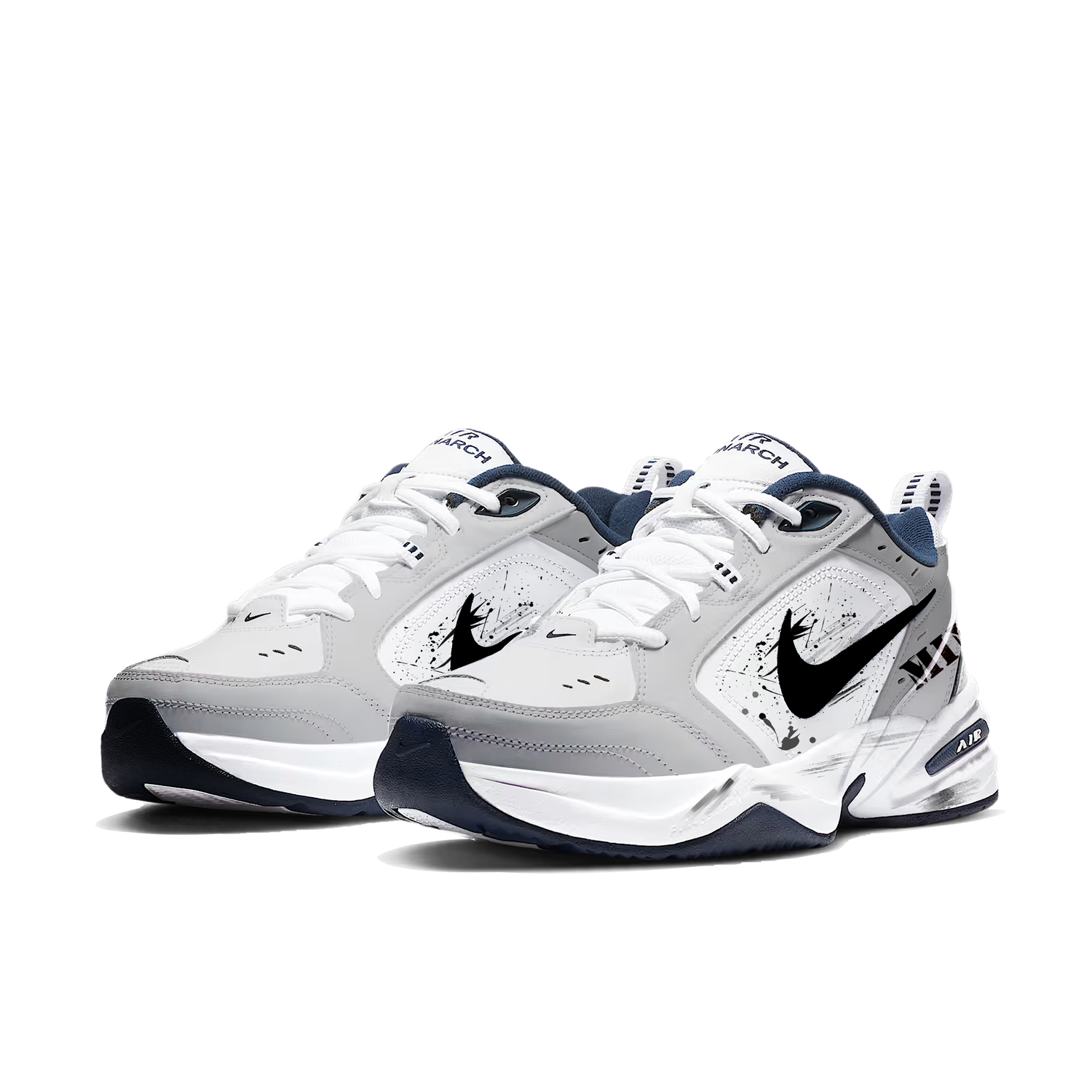 Nike Air Monarch 4 Mesh, синтетическая кожа, кожаная подкладка, износостойкие низкие массивные кроссовки Unisex серый — фото 3