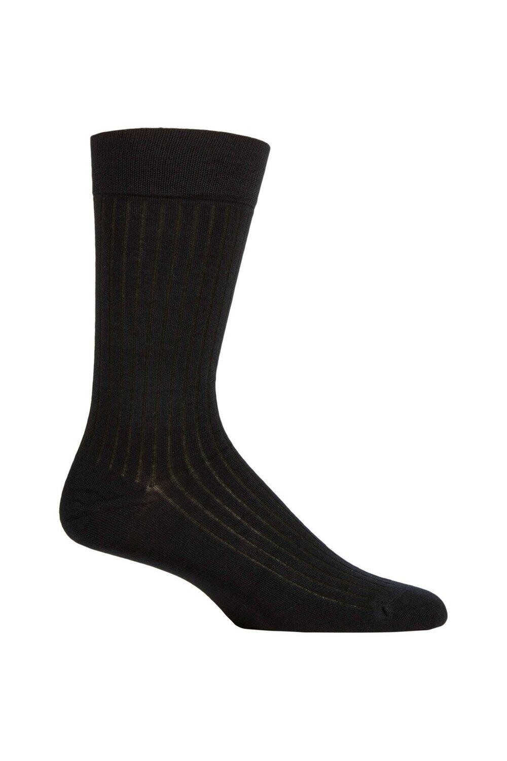 

1 пара роскошных бамбуковых носков в тонкую рубчику SOCKSHOP of London, черный
