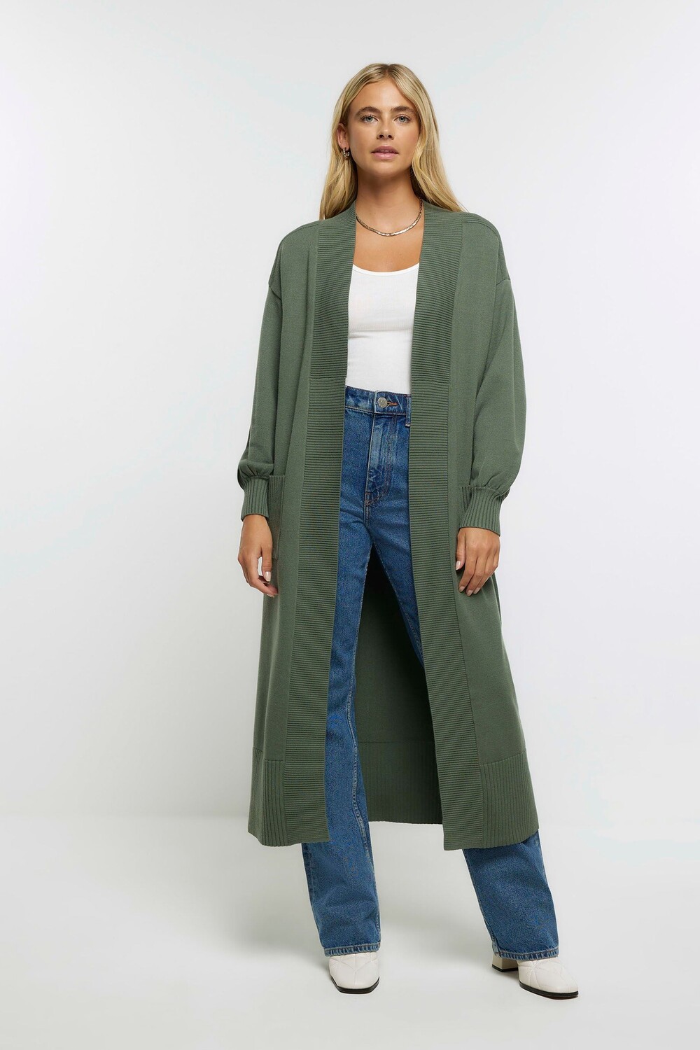 

Кардиган макси в рубчик River Island, зеленый