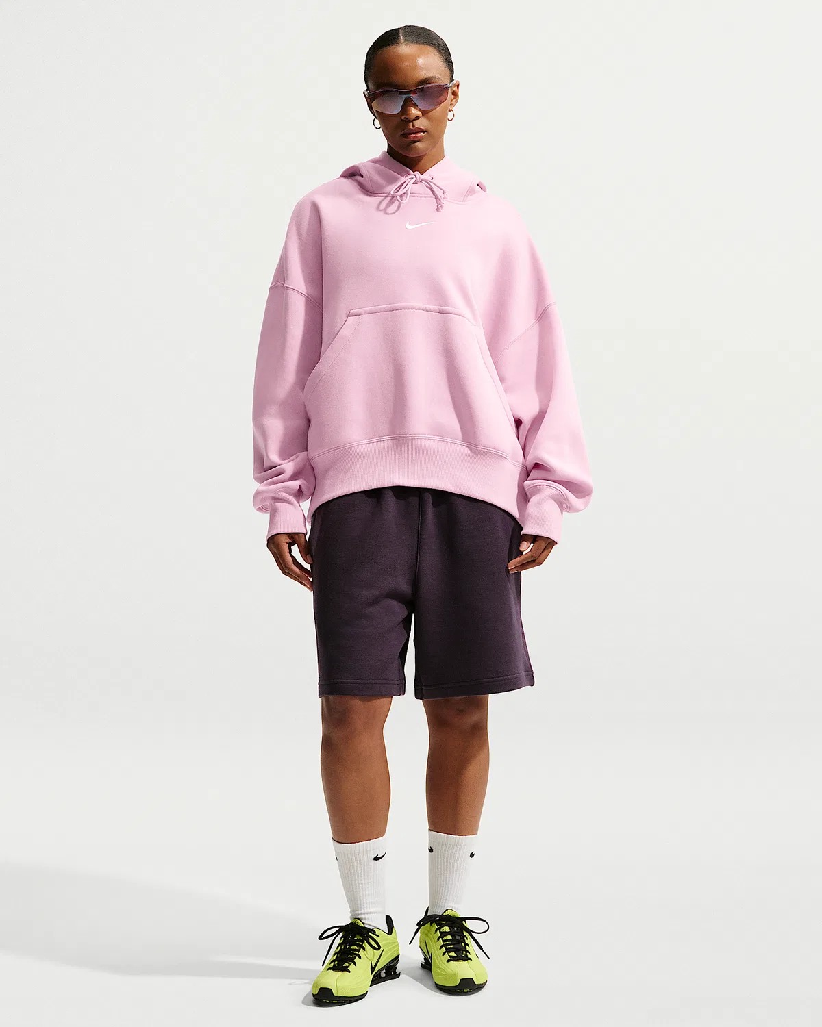 Женский оверсайз-худи Nike Sportswear Phoenix Fleece, Pink Foam/Sail — фото 4