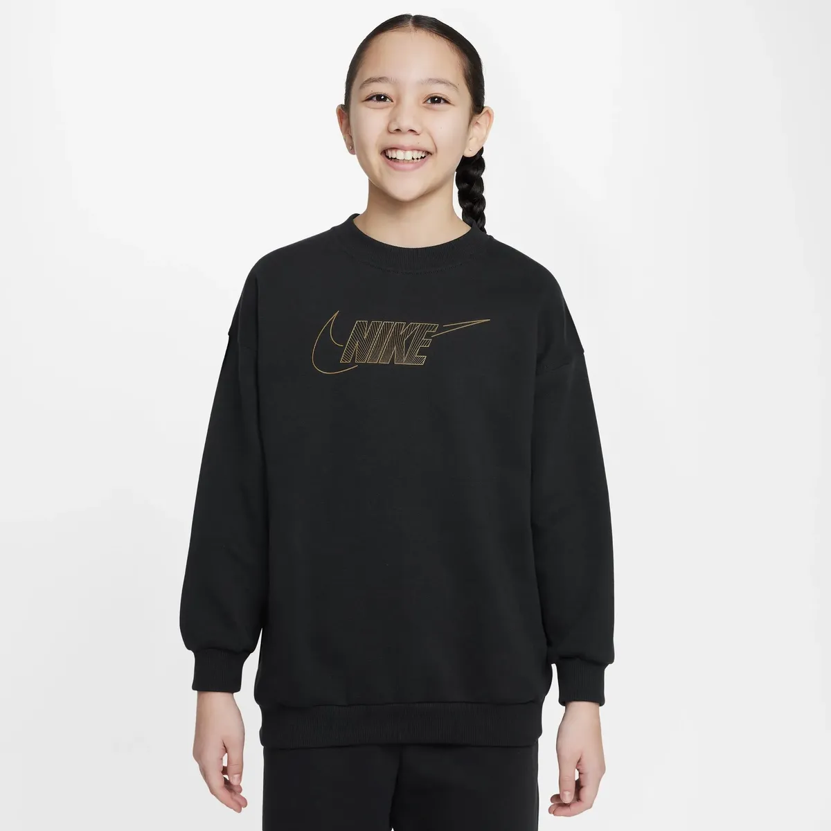 

Толстовка Nike Sportswear "CLUB FLEECE BIG KIDS (GIRLS') TOP CREWNECK TOP", черный