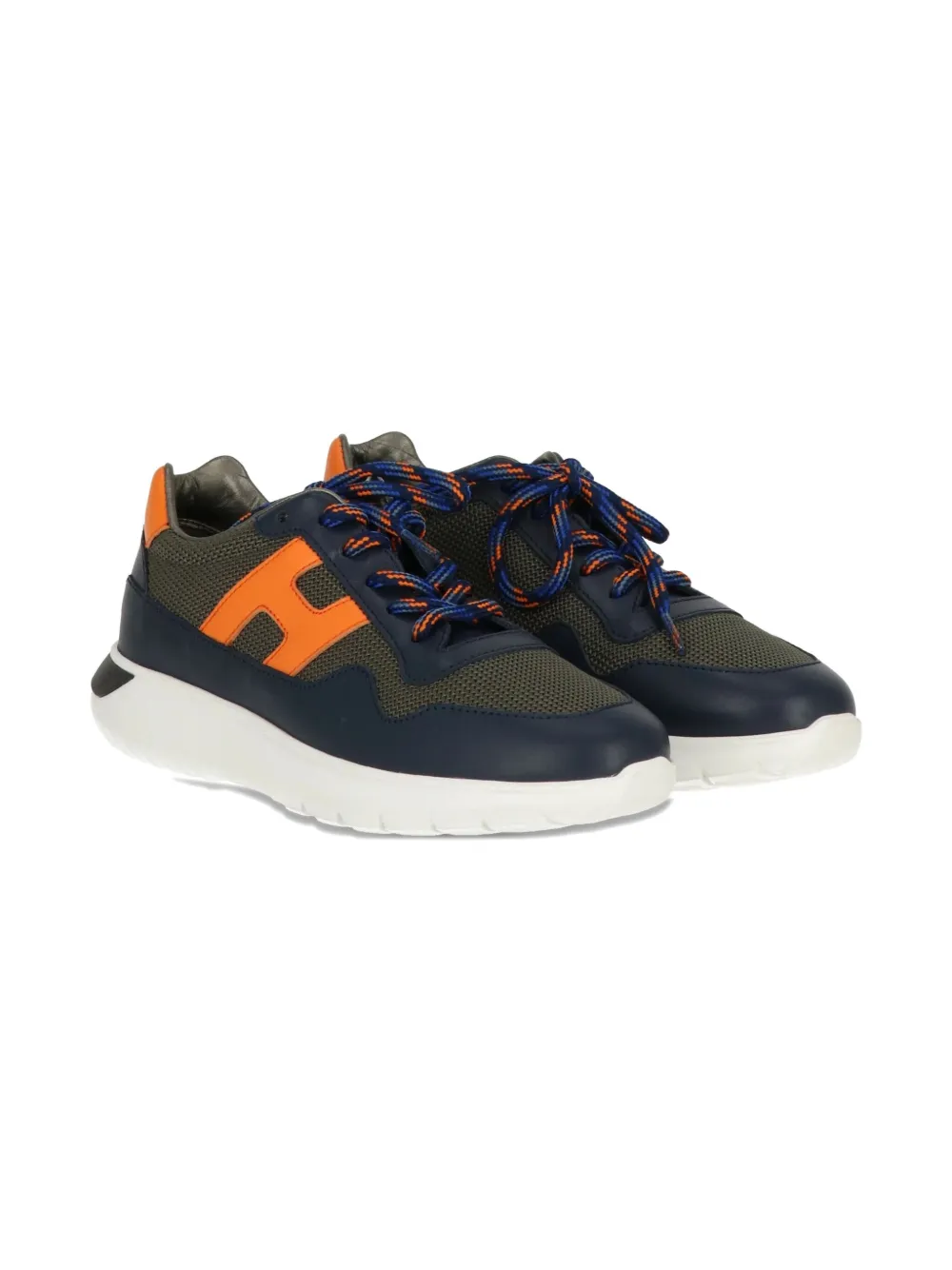 

Кроссовки со шнуровкой и кожаными вставками Hogan Kids, зеленый