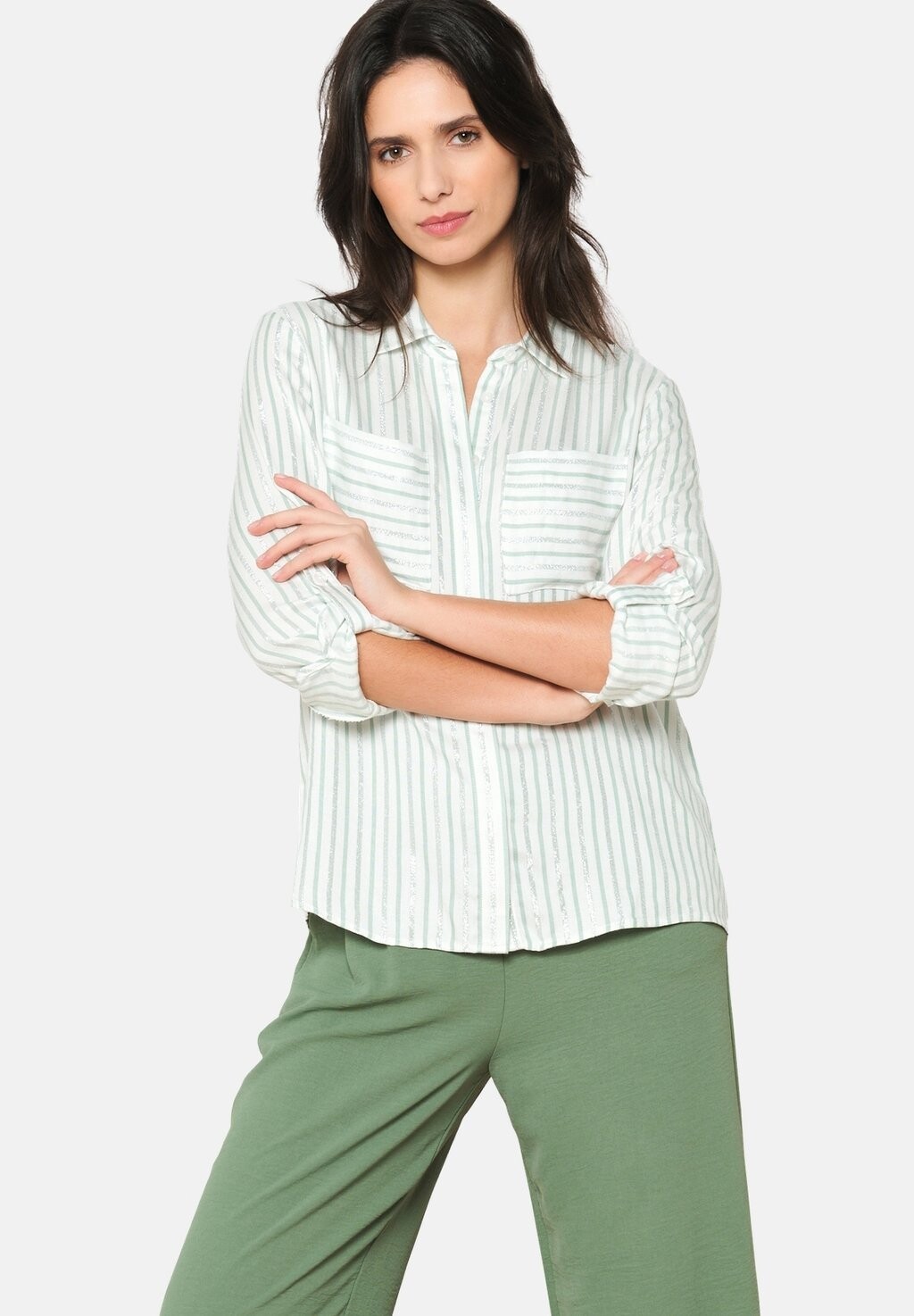

Блузка-рубашка STRIPED LolaLiza, цвет khaki faded