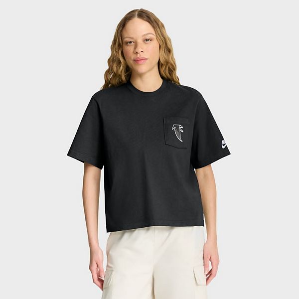 

Женская черная футболка Atlanta Falcons Rewind Pocket Boxy Nike
