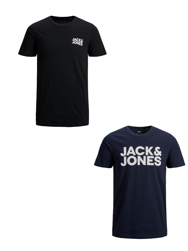 

Jack & Jones Комплект из 2 футболок больших размеров с логотипом, бело-серые, Серый, Jack & Jones Комплект из 2 футболок больших размеров с логотипом, бело-серые