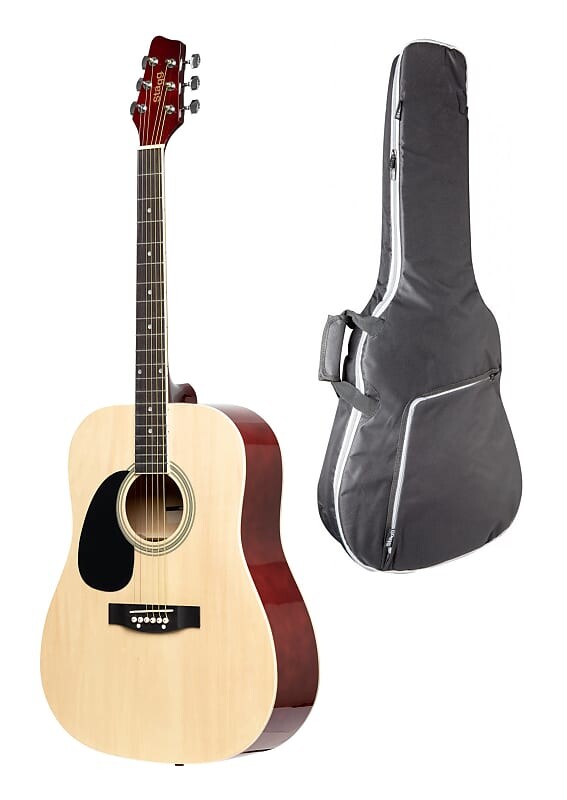 

Акустическая гитара Stagg Left Hand Dreadnought Acoustic Guitar, Naturall + Gig Bag