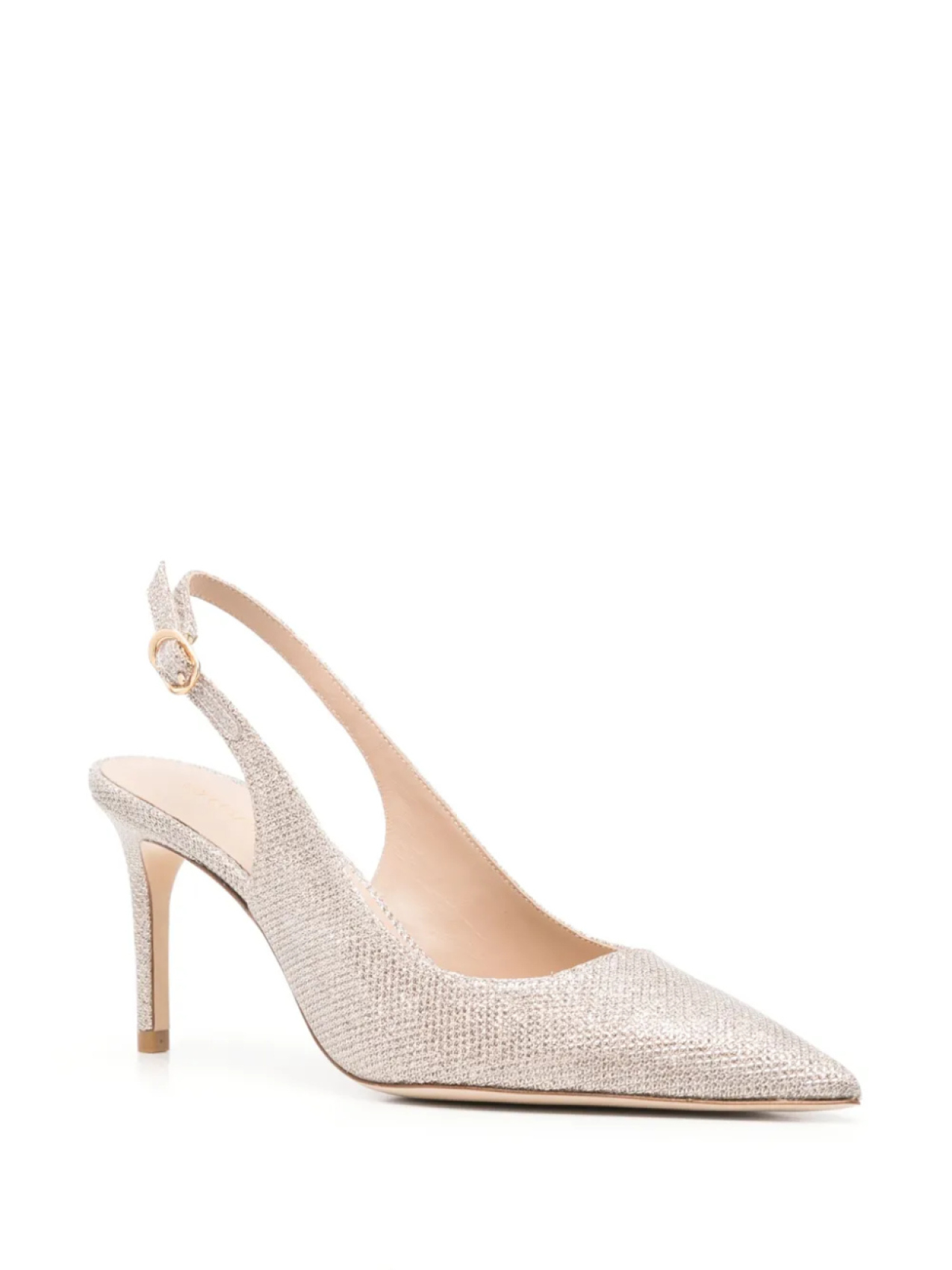 Туфли Stuart Weitzman 80 мм с люрексом и открытой пяткой, серебряный — фото 2