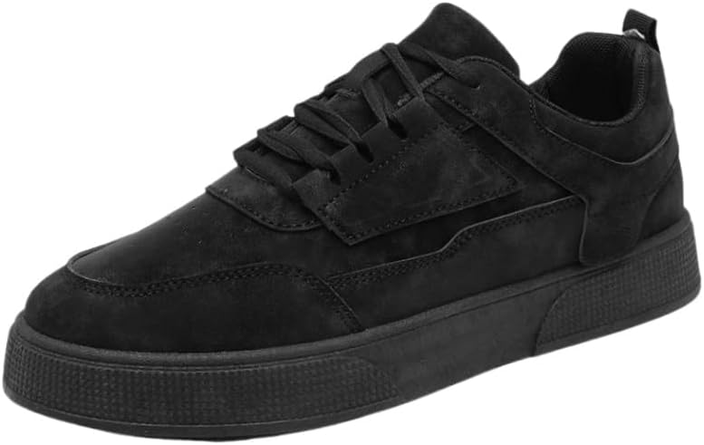 

Большие мужские стильные кеды на толстой подошве - однотонные кроссовки на шнурках с комфортной подошвой EVA для всех сезонов Fusecottc, черный