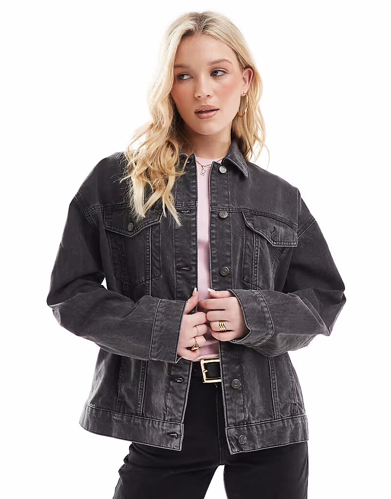 

Джинсовая куртка свободного кроя в стиле 90-х ASOS DESIGN черного цвета
