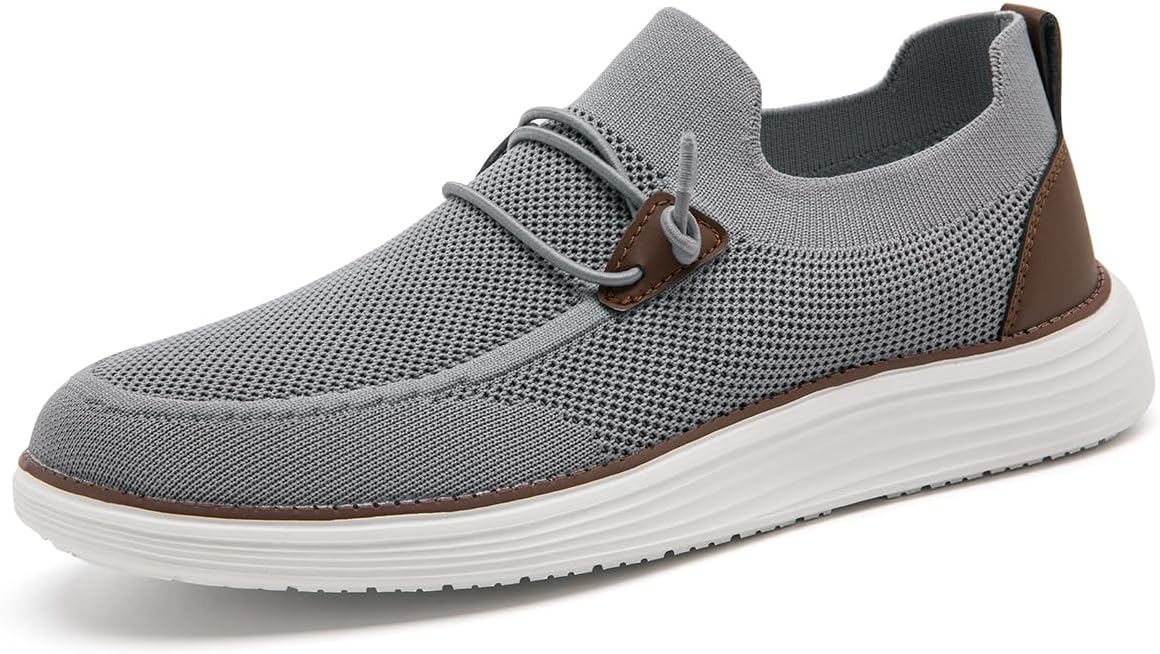 

Мужские слипоны, лодочные туфли, противоскользящие прогулочные и беговые кроссовки, модные кроссовки для мужчин, удобные, легкие, дышащие повседневные офисные туфли Xkowuo, светло-серый