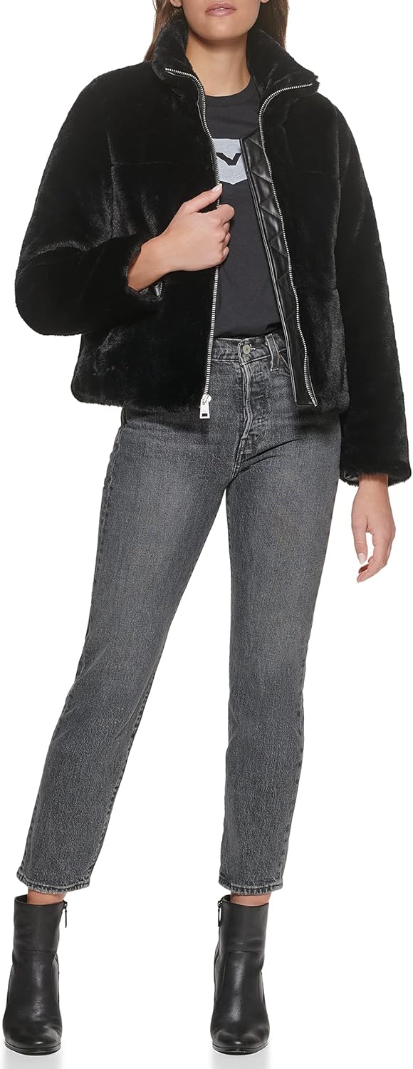Женская стеганая куртка Levi's Breanna из искусственного меха (стандартные и большие размеры), Black Faux Fur — фото 4
