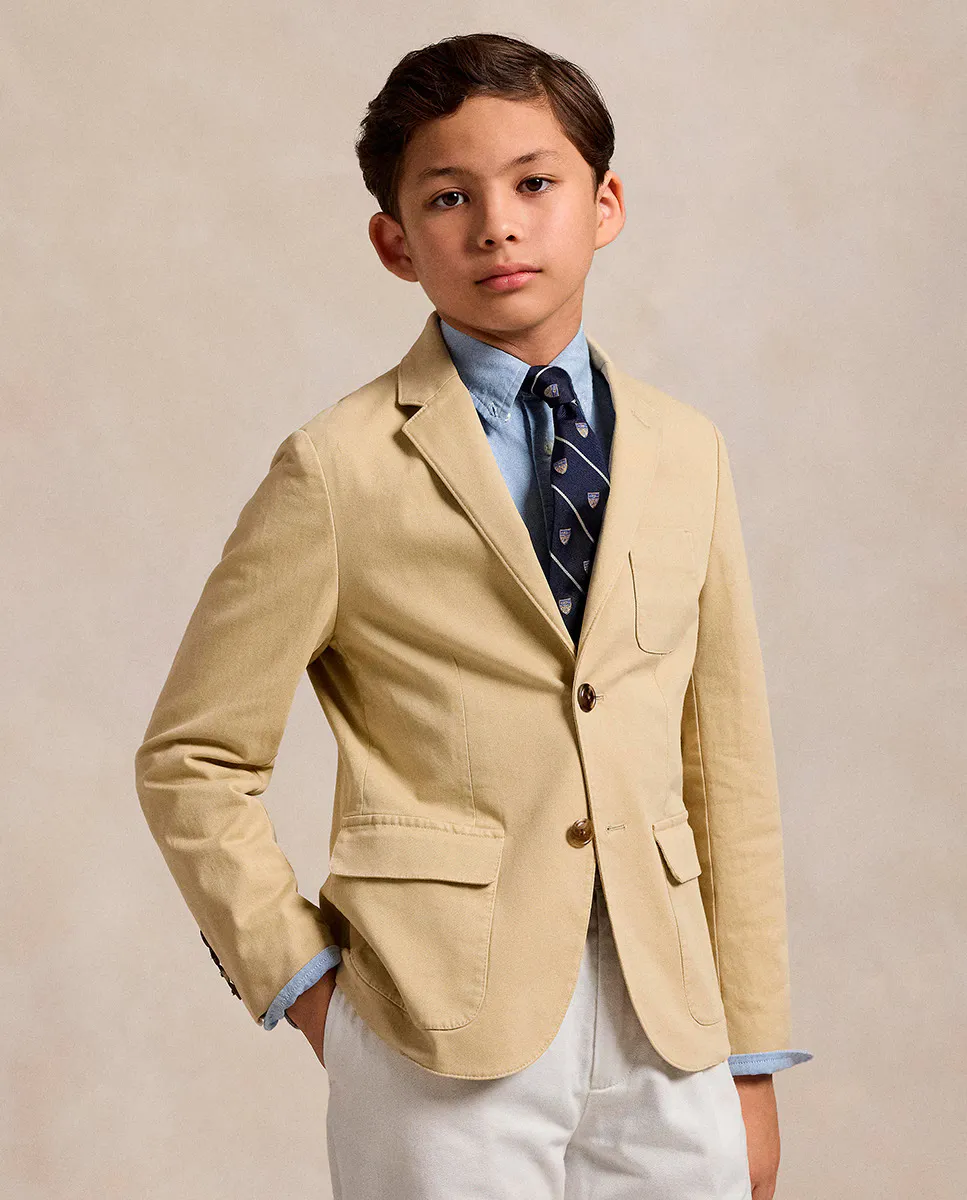 

Блейзер из хлопка для мальчиков с роговыми пуговицами Polo Ralph Lauren, бежевый