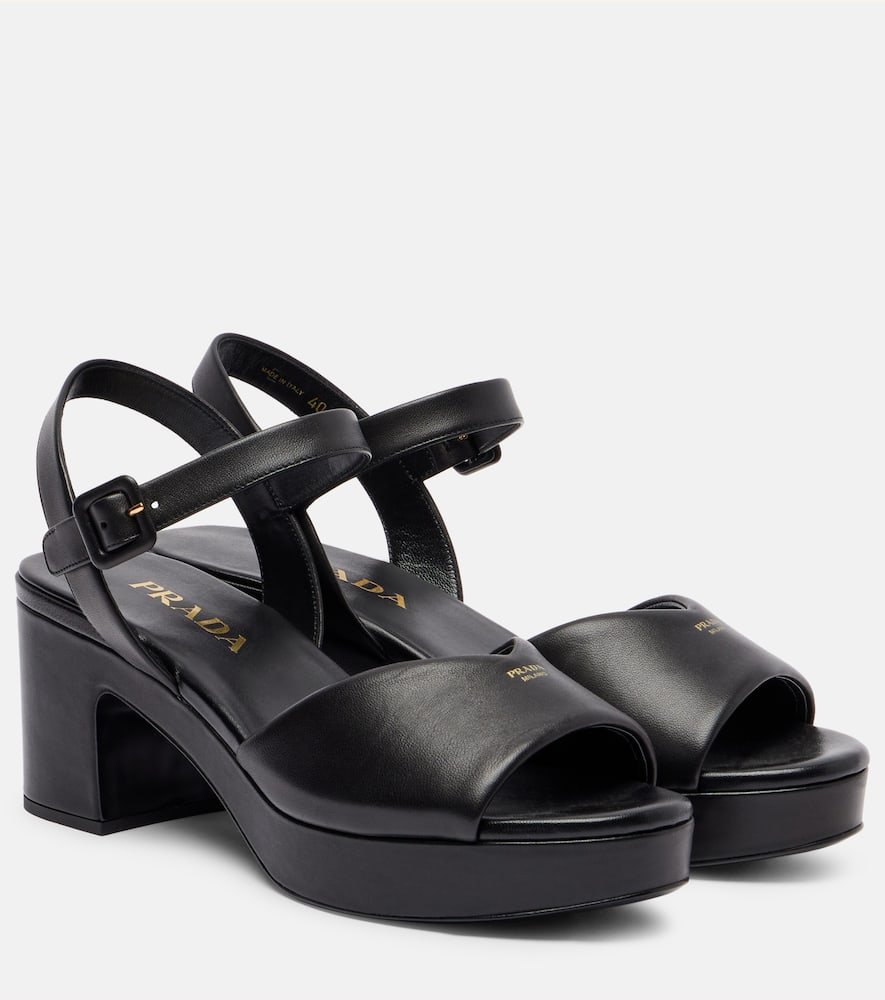 Кожаные сандалии на платформе Prada, Black