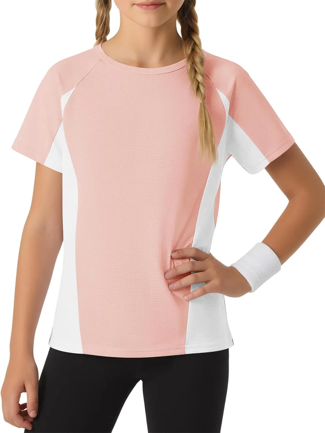Футболка детская спортивная с цветовыми блоками Haloumoning, Light Pink