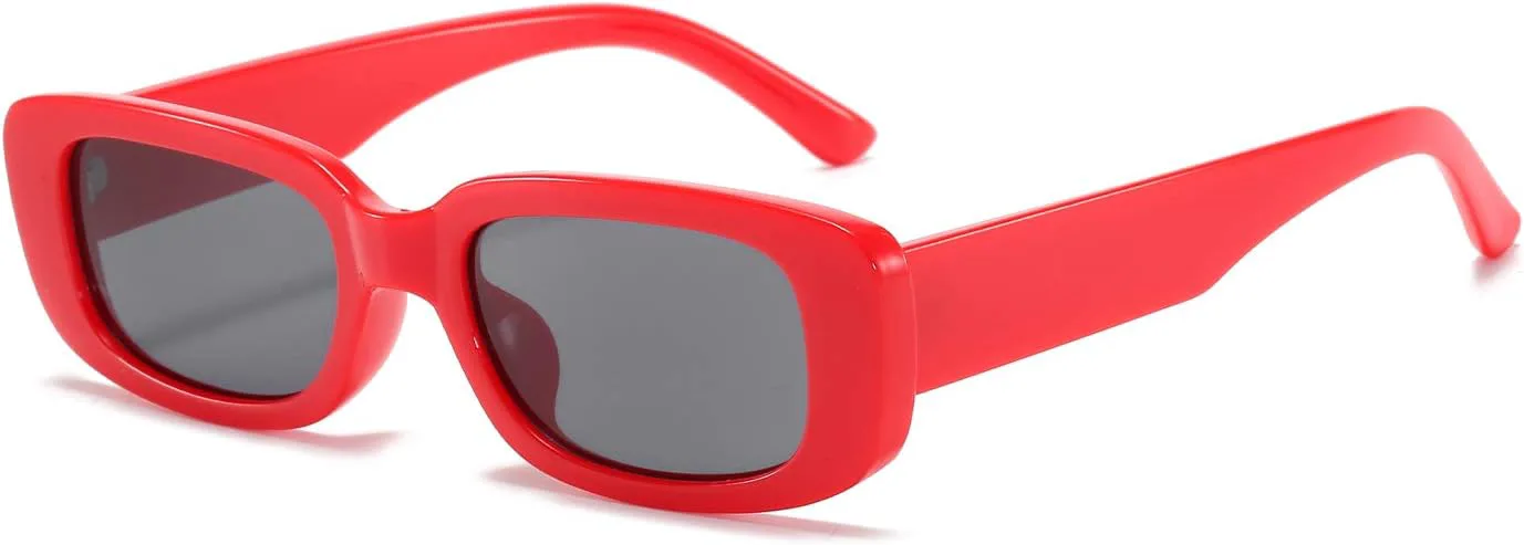 

Солнцезащитные очки BUTABY прямоугольной формы для женщин, ретро-очки для вождения, винтажный стиль 90-х, узкая квадратная оправа, защита UV400, Red Frame Grey Lens