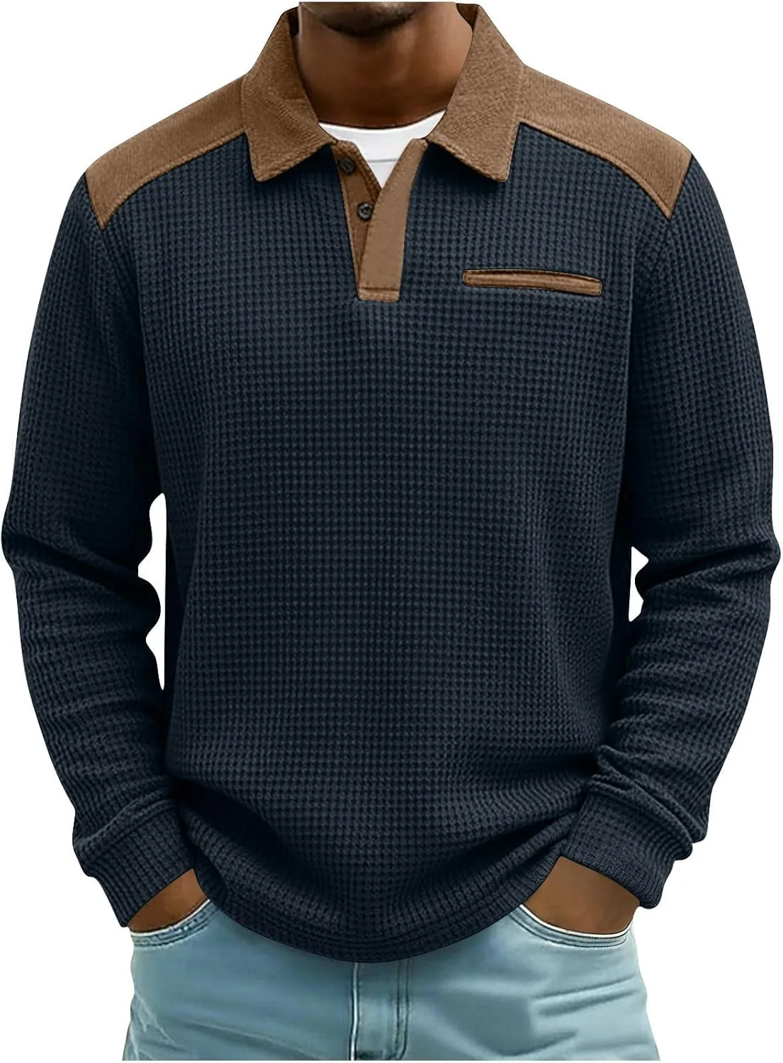 

Мужская футболка-поло с воротником стойкой и длинным рукавом Lmdudan