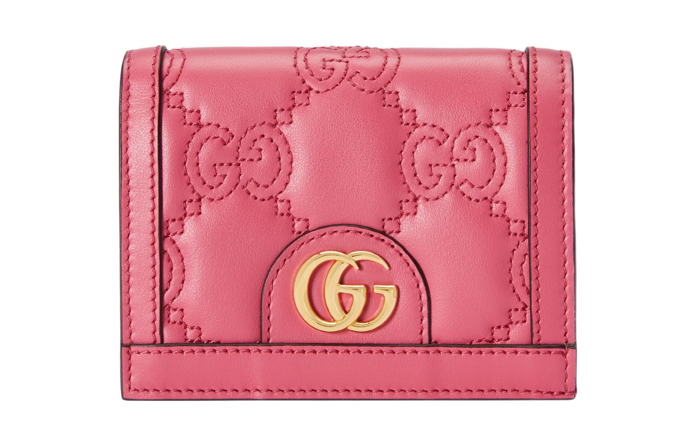 

GUCCI Кожаный клатч Мателассе для карт малого размера розовый женский