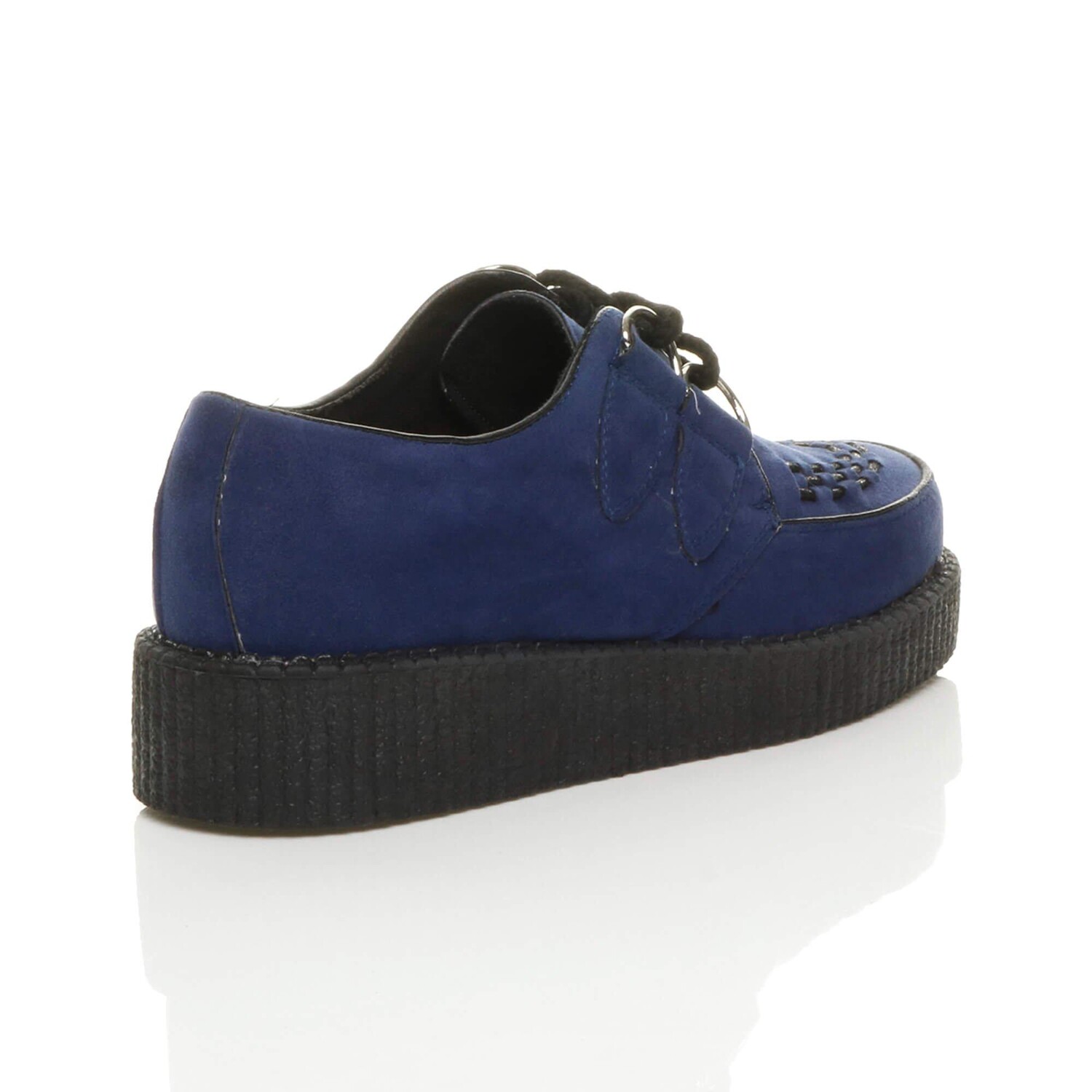 Туфли на низкой танкетке Creepers из искусственной замши на шнуровке для борделей AJVANI, синий — фото 4